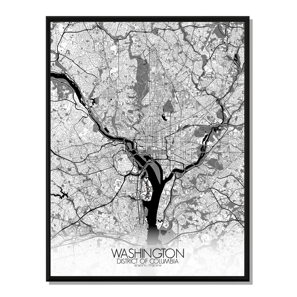 WASHINGTON - City Map N&B 40x50cm