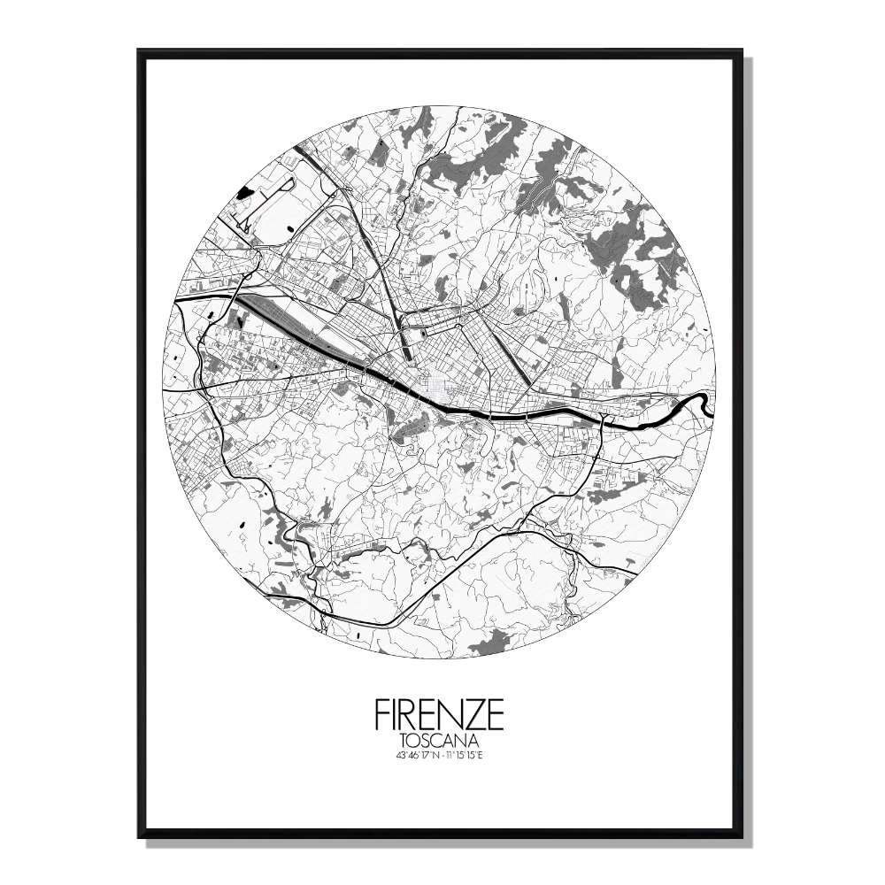 FLORENCE - Carte City Map Rond 40x50cm FLORENCE - Carte City Map Rond 40x50cm