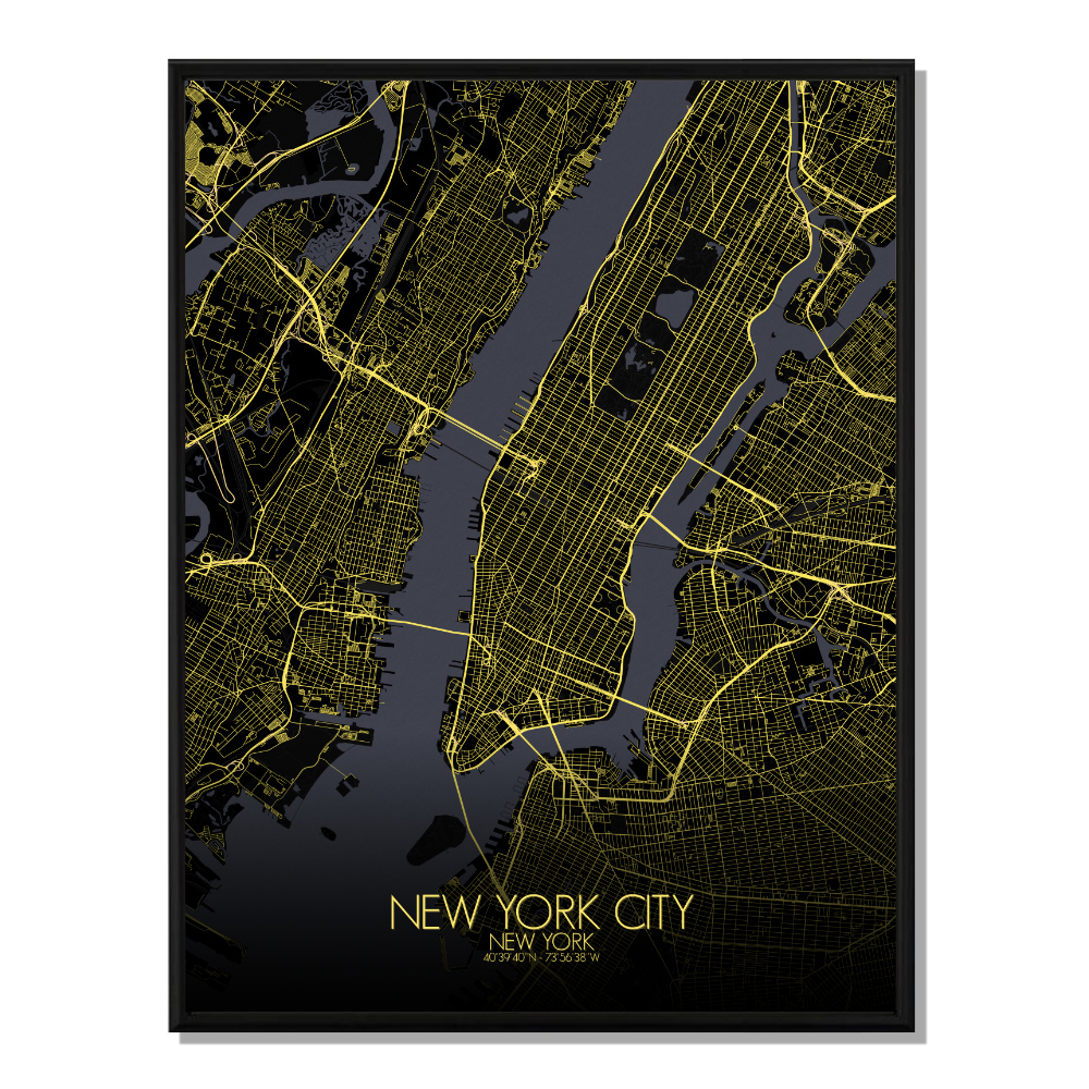 NEW YORK - Carte City Map Nuit 40x50cm NEW YORK - Carte City Map Nuit 40x50cm