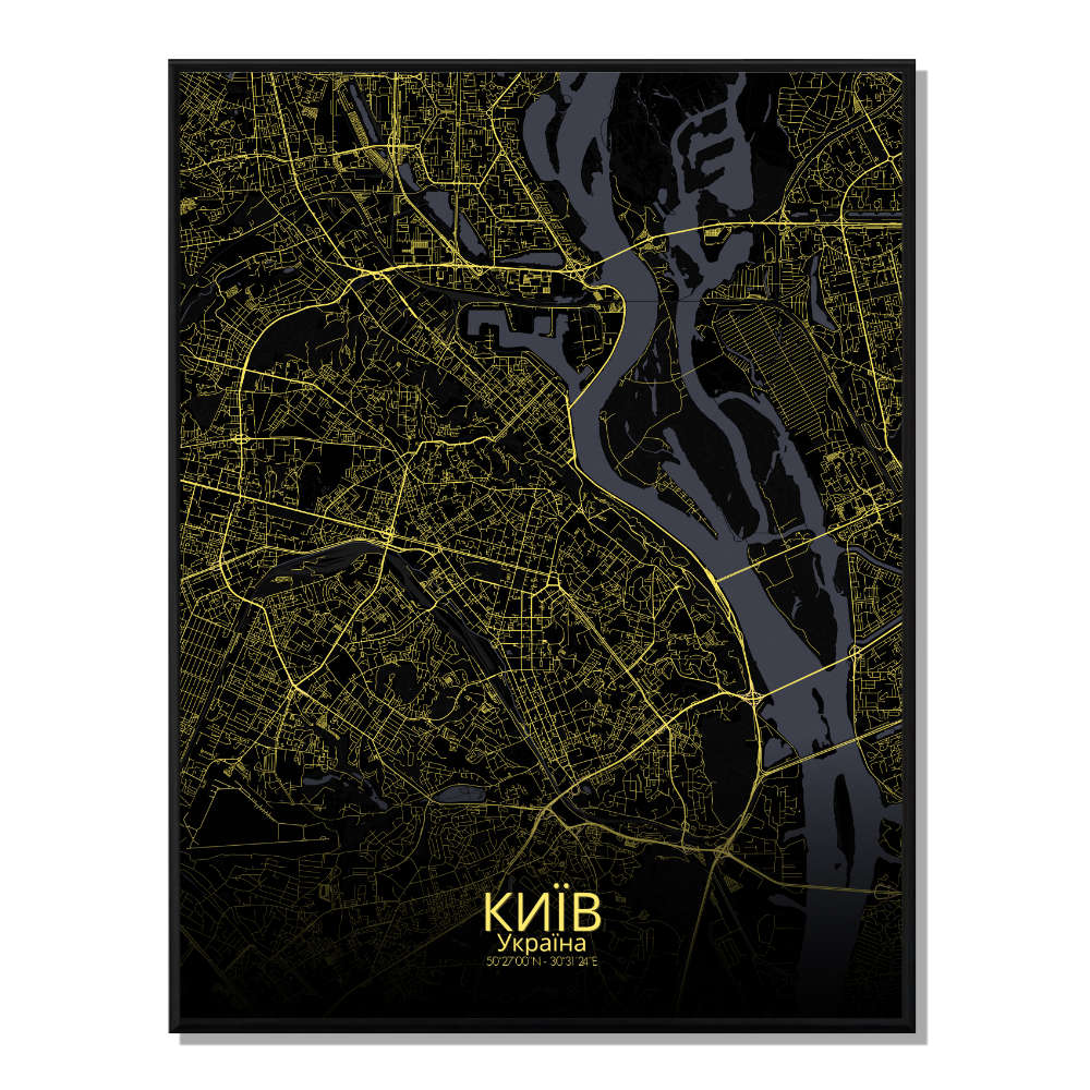KIEV - Carte City Map Nuit 40x50cm