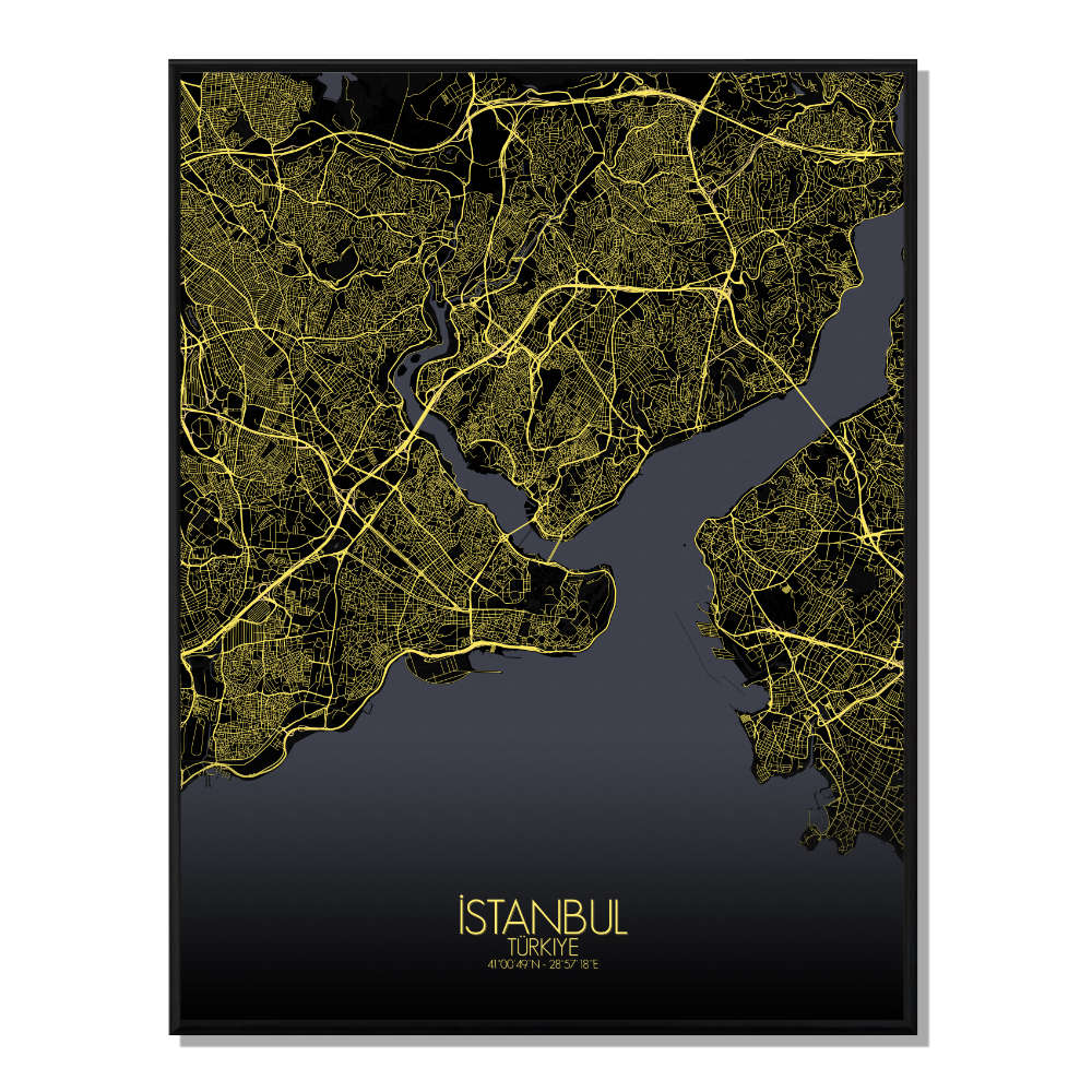 ISTANBUL - Carte City Map Nuit 40x50cm