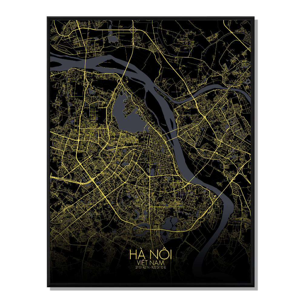 HANOI - Carte City Map Nuit 40x50cm