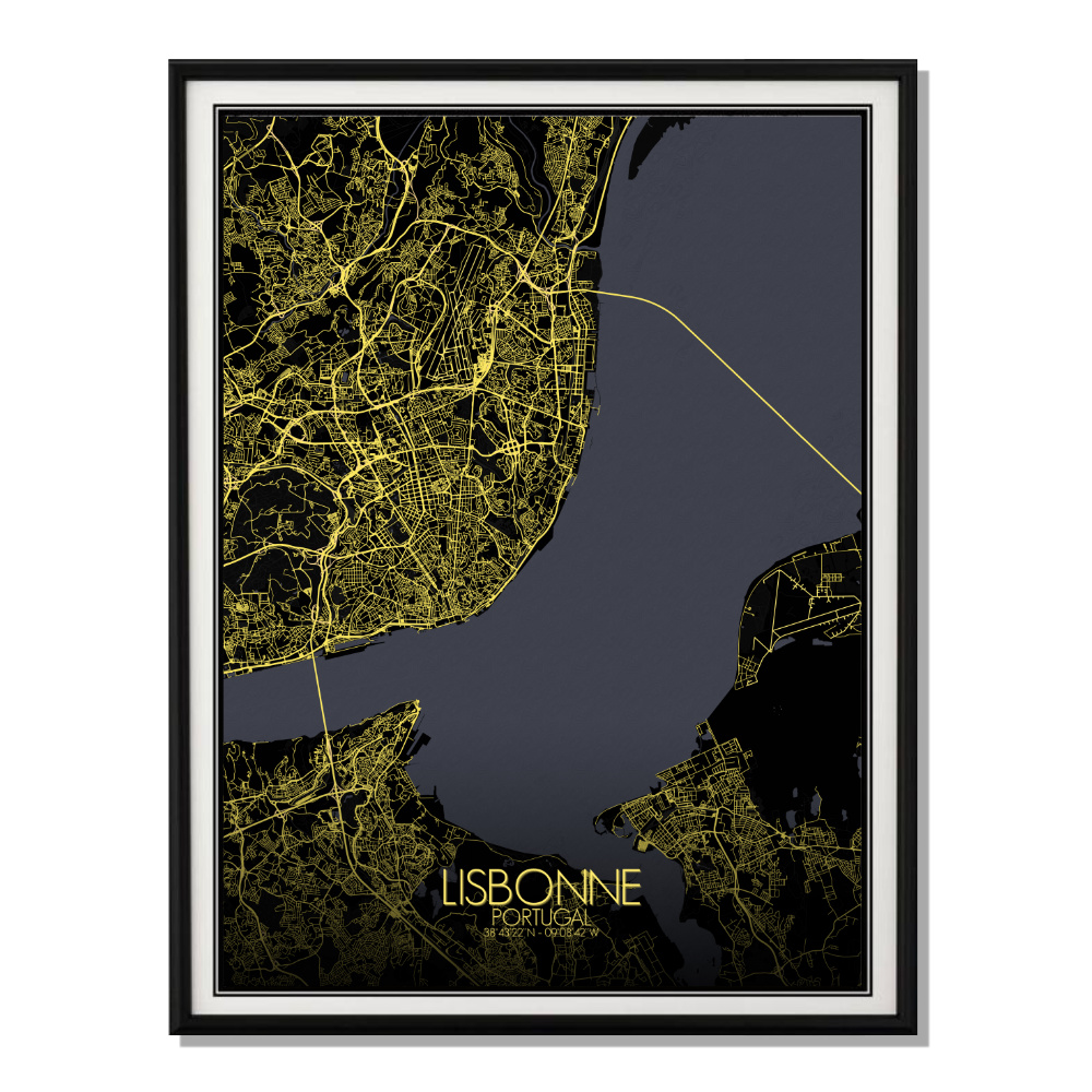 LISBONNE - Carte City Map Nuit 40x50cm