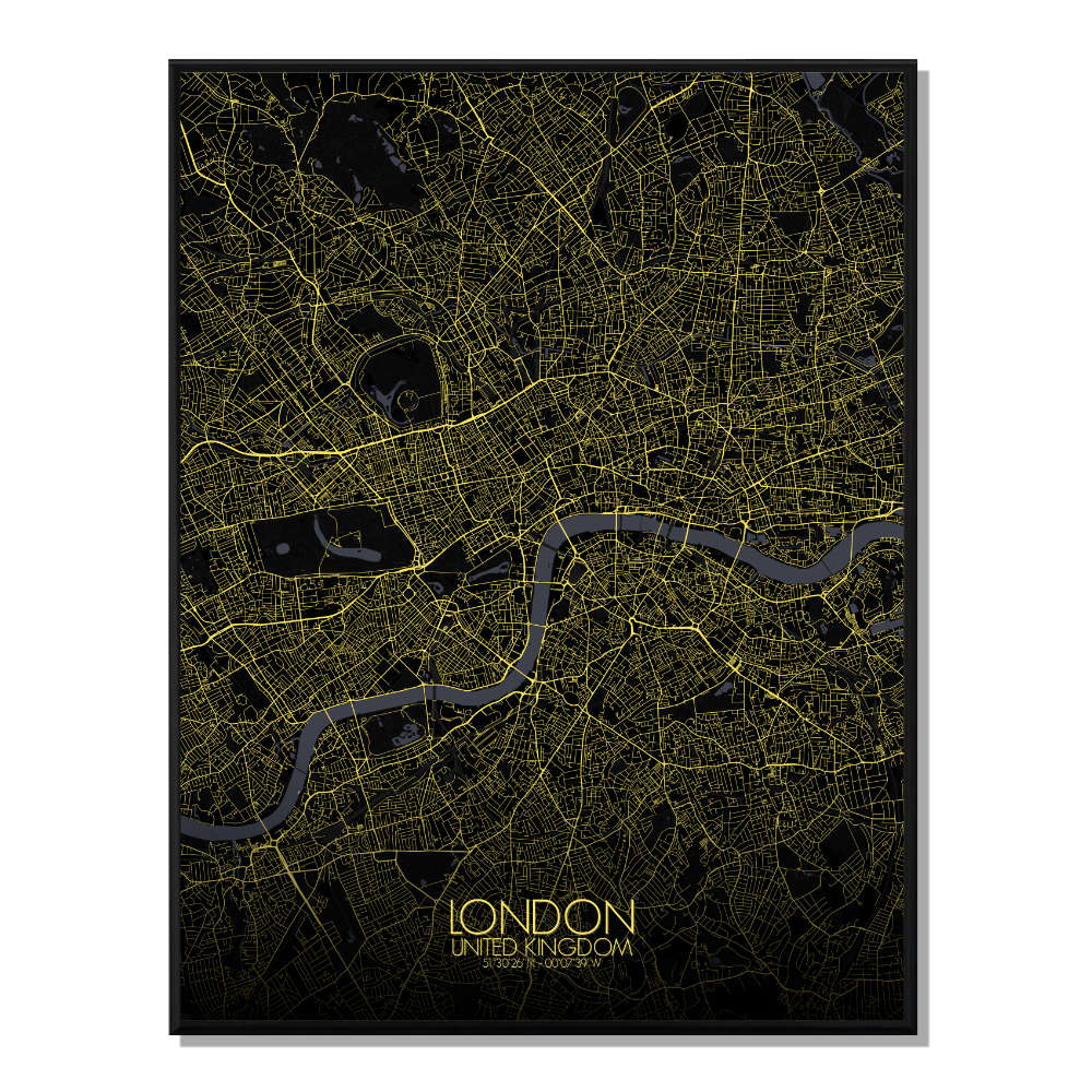 LONDRES - Carte City Map Nuit 40x50cm