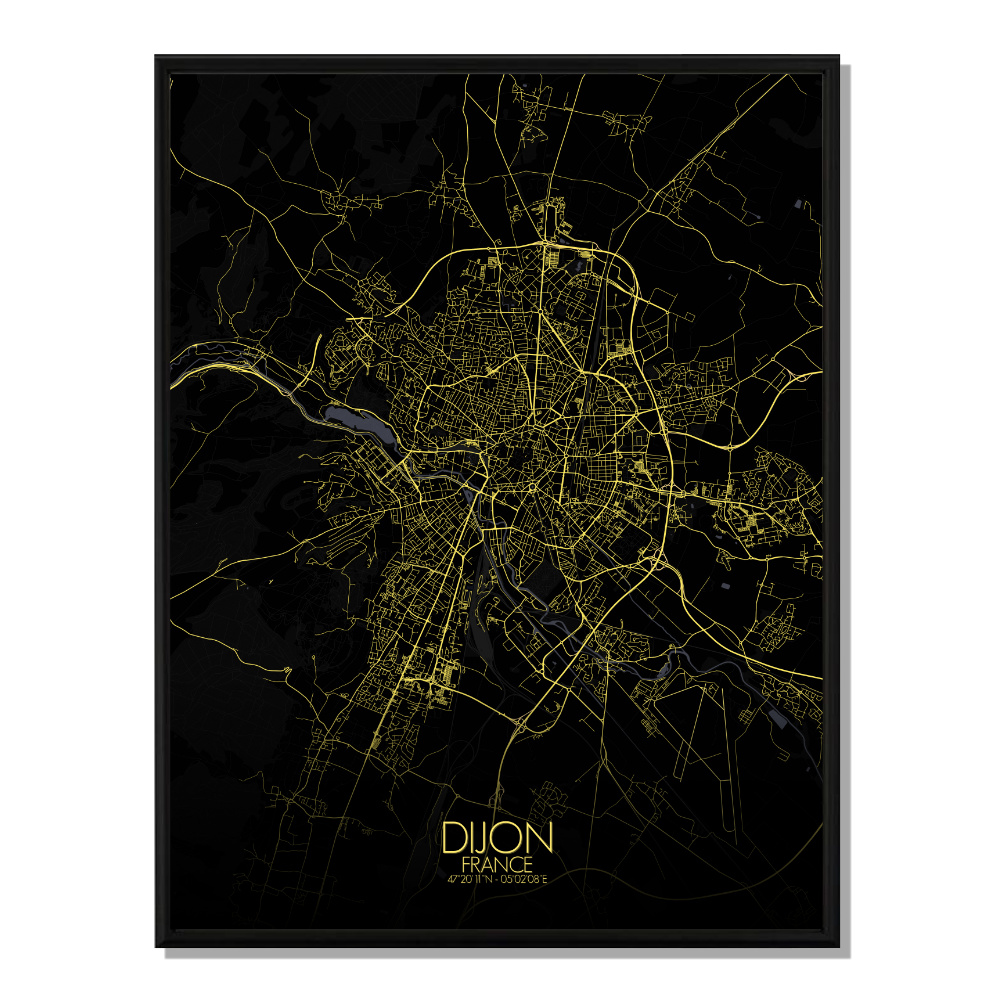 DIJON - Carte City Map Nuit 40x50cm