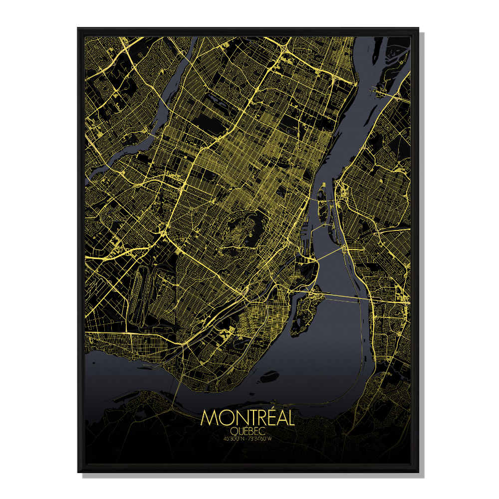 MONTREAL - Carte City Map Nuit 40x50cm MONTREAL - Carte City Map Nuit 40x50cm