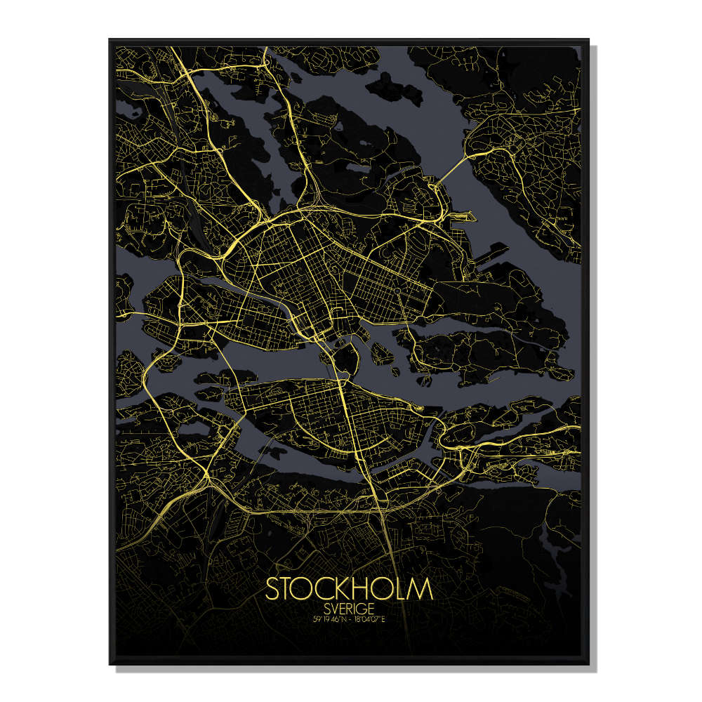 STOCKHOLM - Carte City Map Nuit 40x50cm STOCKHOLM - Carte City Map Nuit 40x50cm