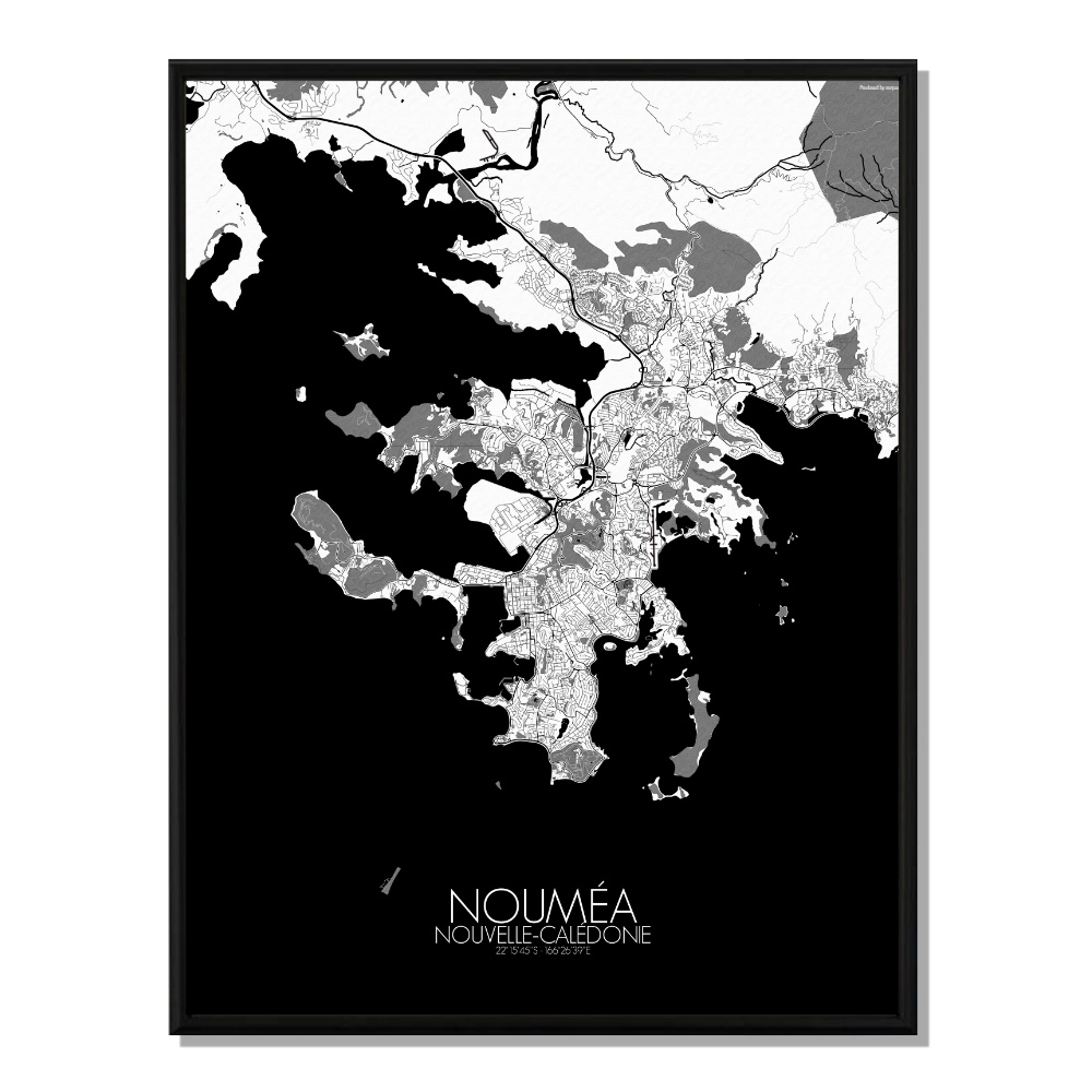 NOUMEA - Carte City Map N&B 40x50cm NOUMEA - Carte City Map N&B 40x50cm