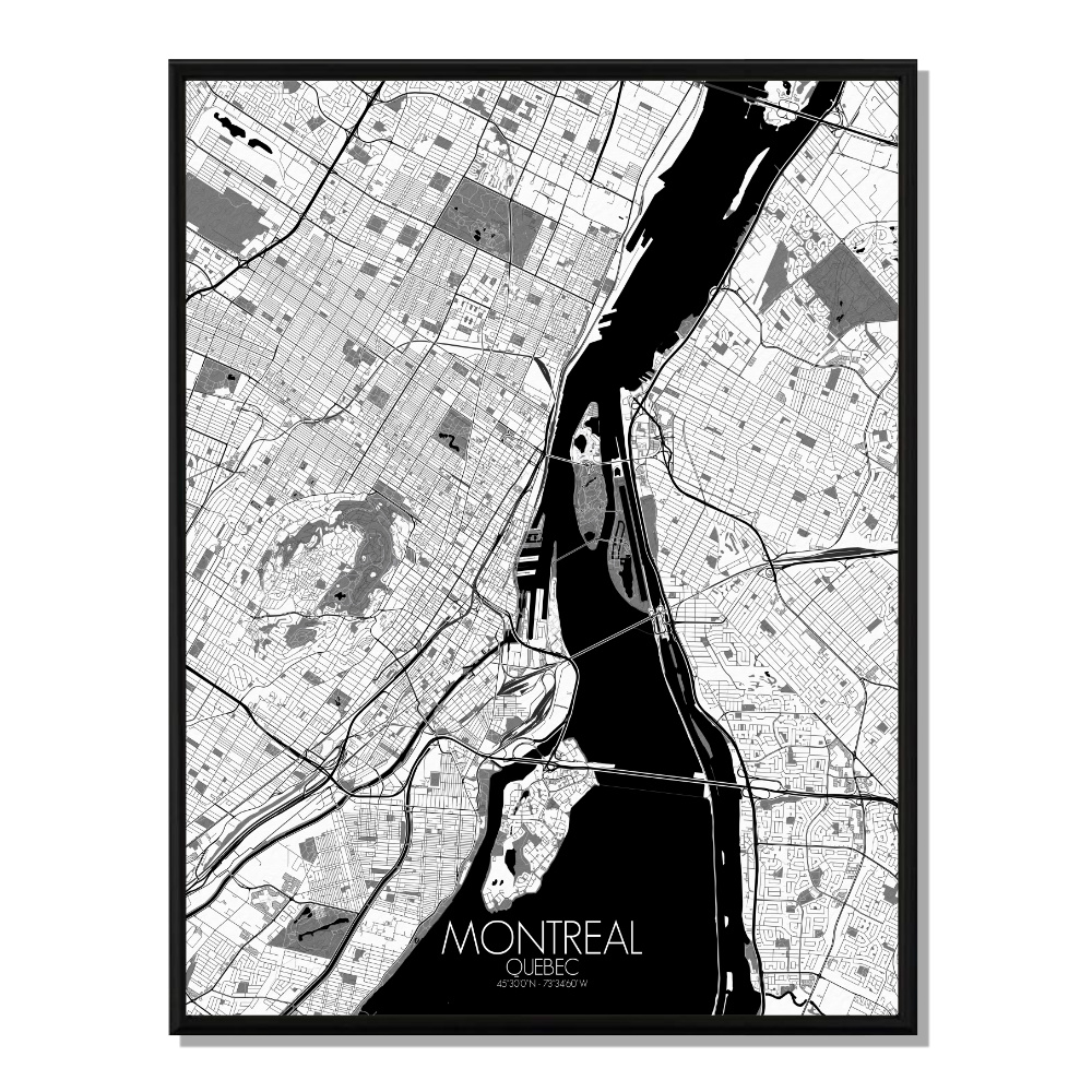 MONTREAL - Carte City Map N&B 40x50cm
