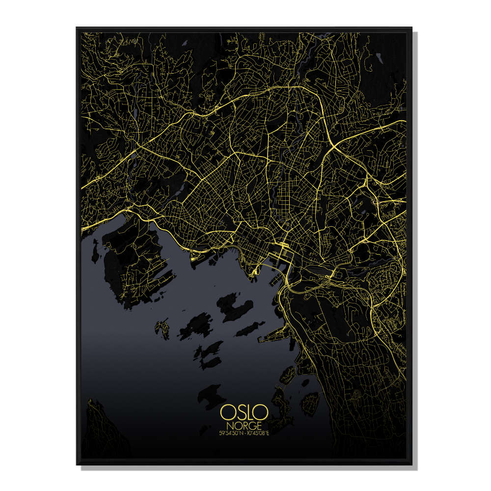 OSLO - Carte City Map Nuit 40x50cm