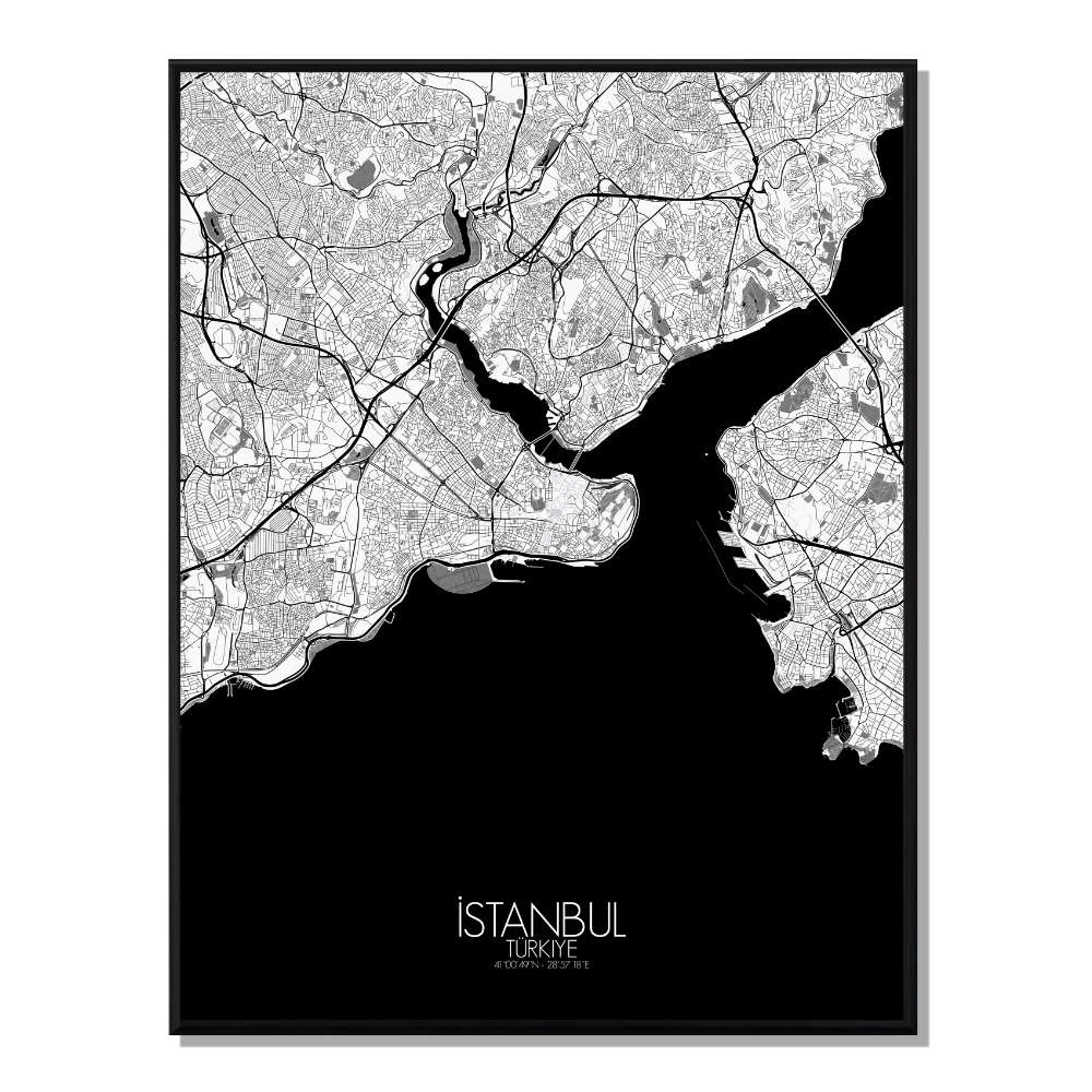 ISTANBUL - Carte City Map N&B 40x50cm