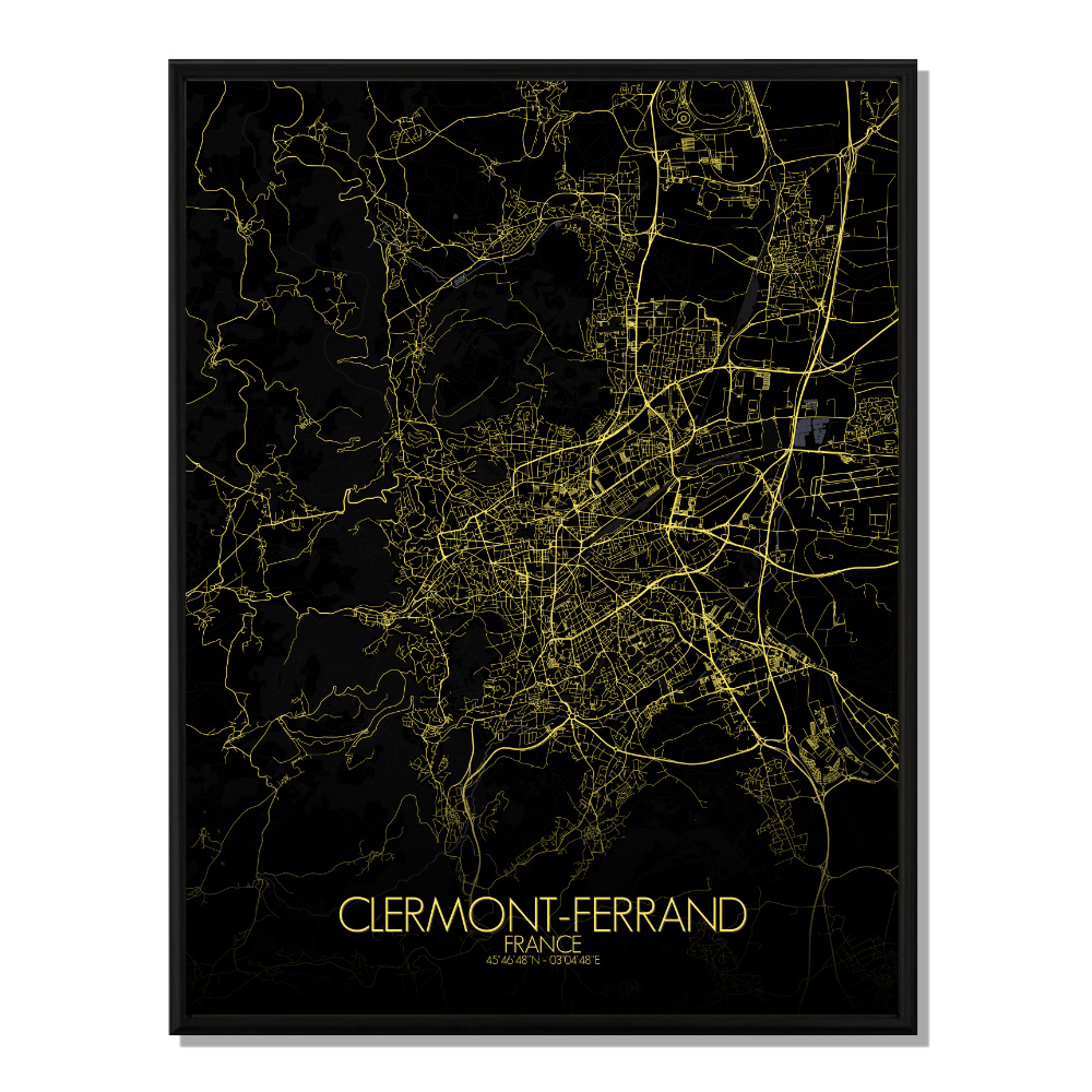 Affiche Clermont Carte Nuit 40x50
