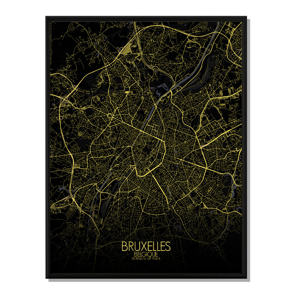 BRUXELLES - Carte City Map Nuit 40x50cm BRUXELLES - Carte City Map Nuit 40x50cm