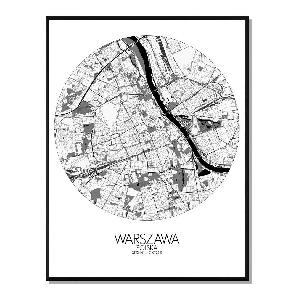 VARSOVIE - Carte City Map Rond 40x50cm VARSOVIE - Carte City Map Rond 40x50cm