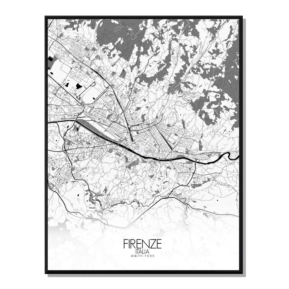 FLORENCE - Carte City Map N&B 40x50cm