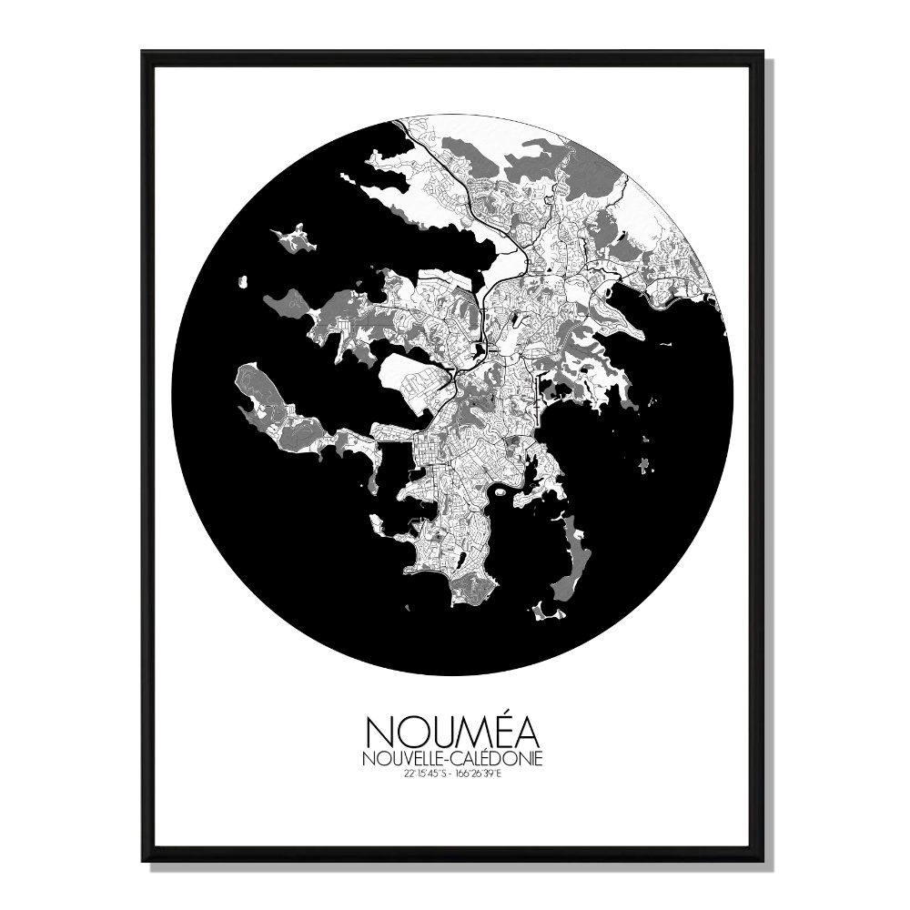 NOUMEA - Carte City Map Rond 40x50cm NOUMEA - Carte City Map Rond 40x50cm