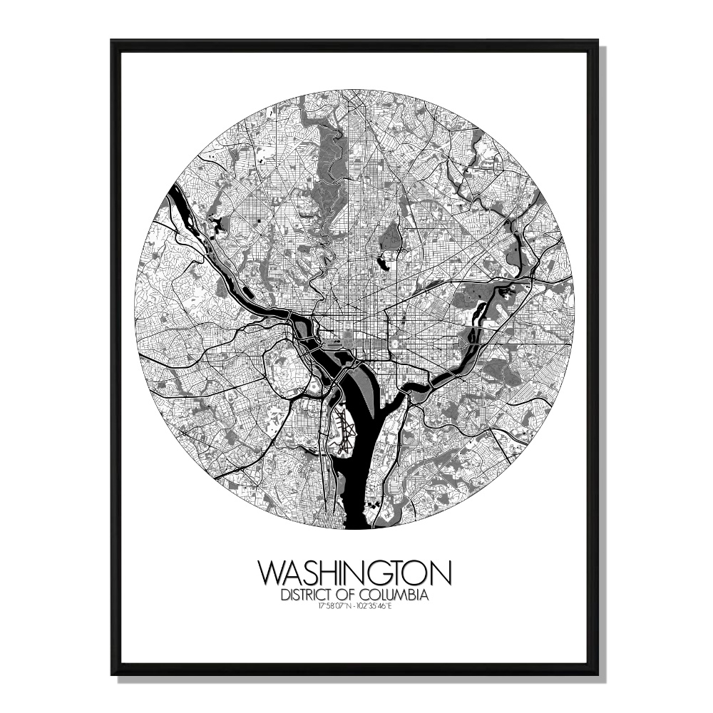 WASHINGTON - City Map Rond 40x50cm