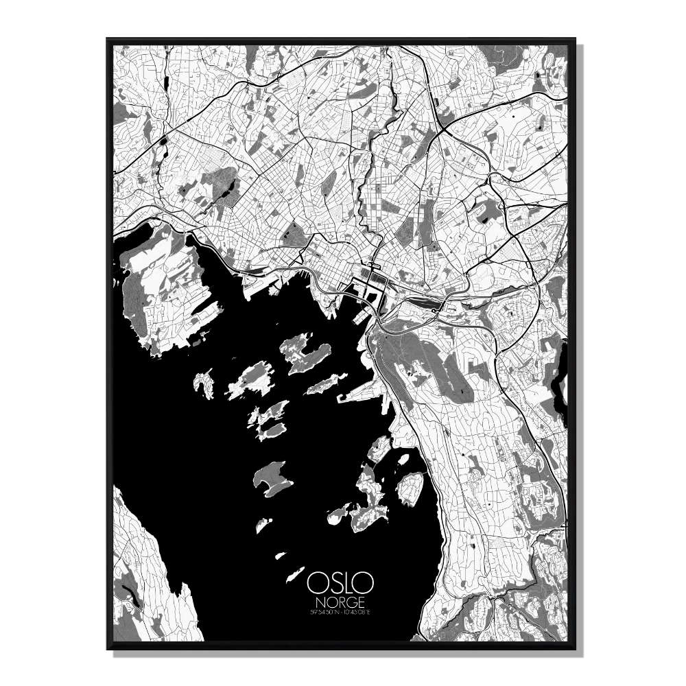 OSLO - Carte City Map N&B 40x50cm OSLO - Carte City Map N&B 40x50cm