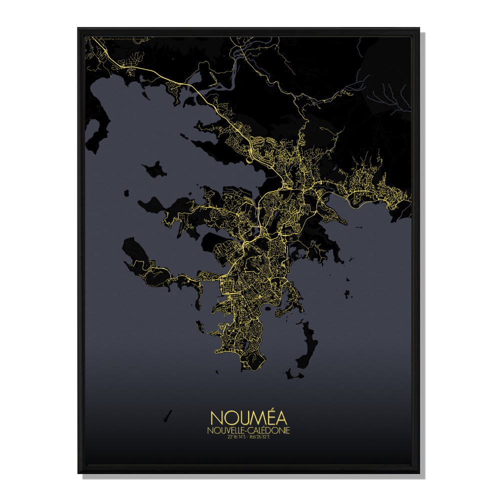 NOUMEA - Carte City Map Nuit 40x50cm NOUMEA - Carte City Map Nuit 40x50cm