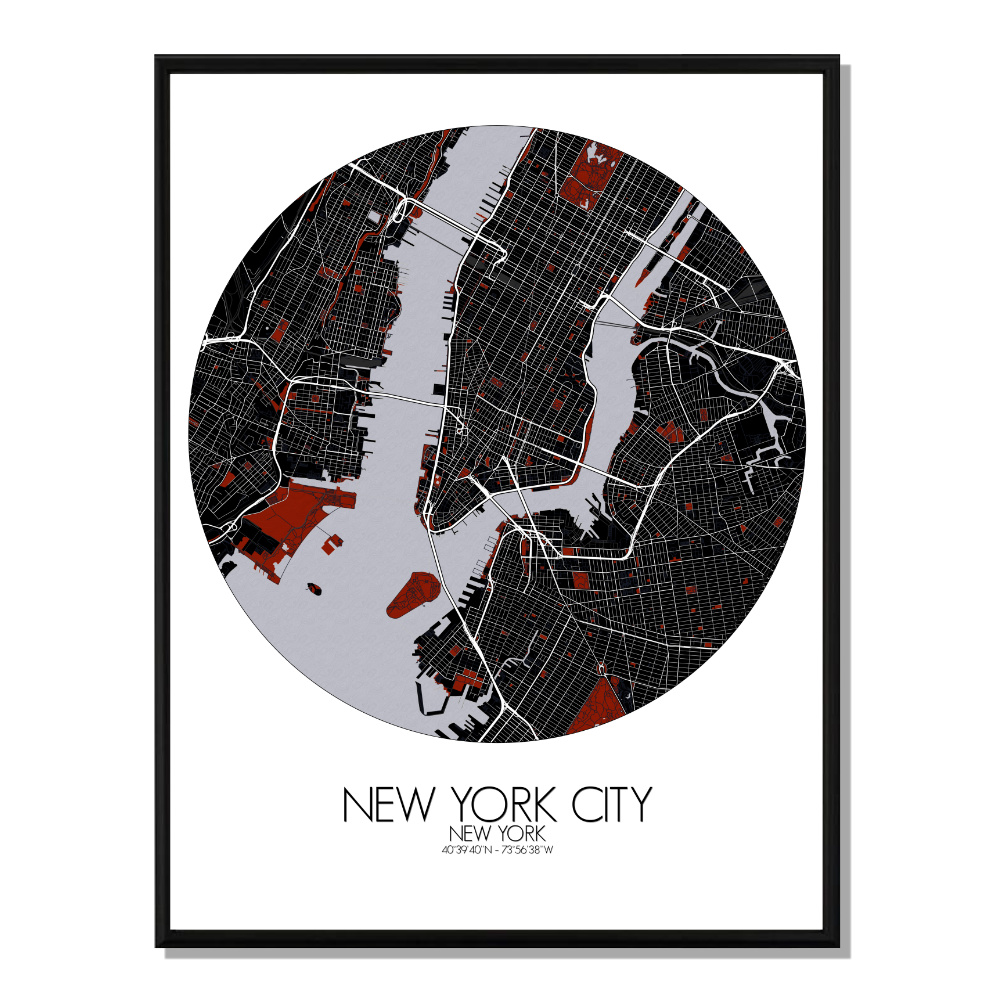 NEW YORK - Carte City Map Rouge NEW YORK - Carte City Map Rouge