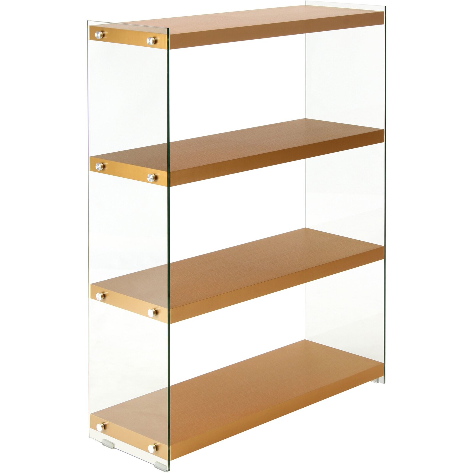 Etagère 4 étagères bois dorée montant verre h113cm Etagère 4 étagères bois dorée montant verre h113cm