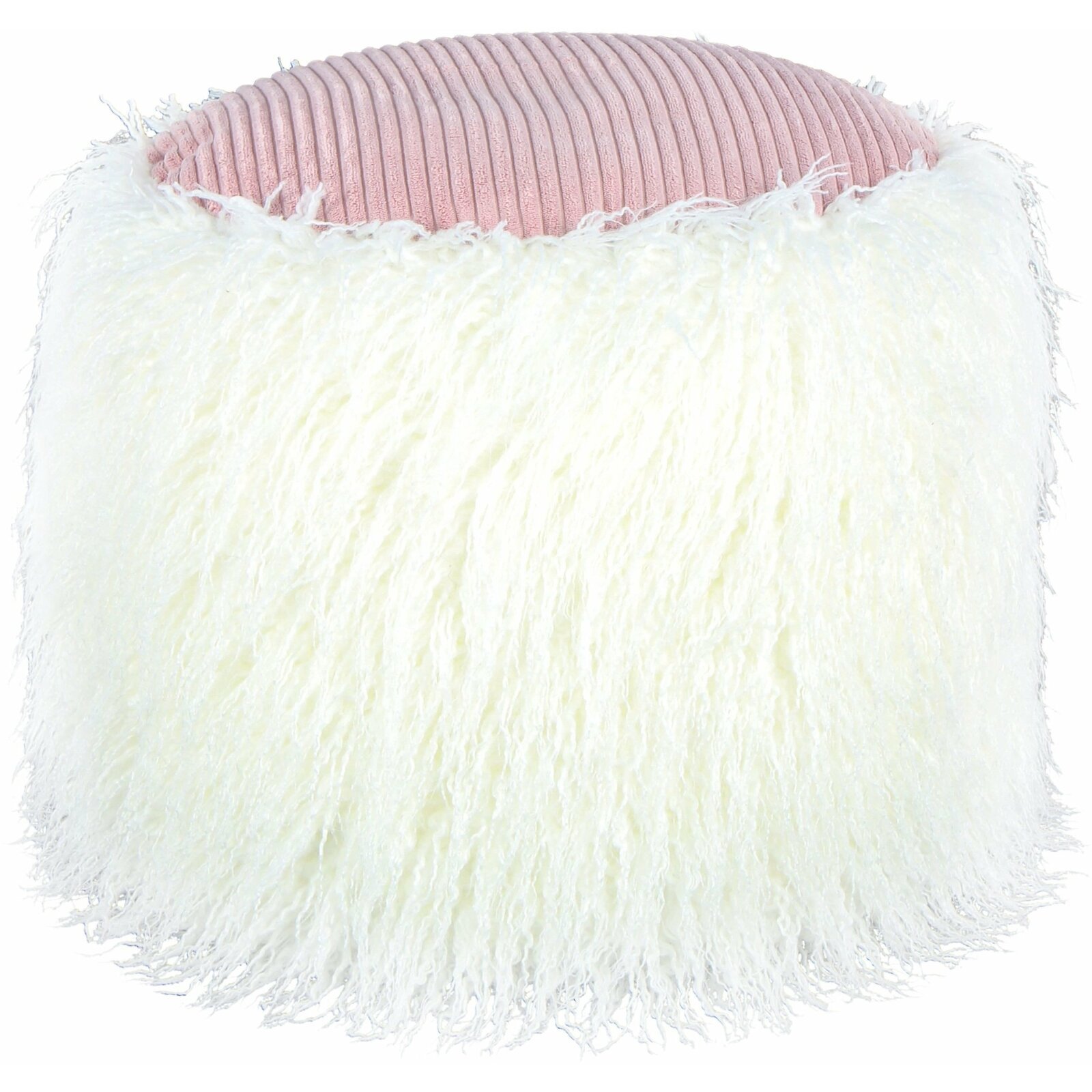 Pouf fourrure blanc et rose h38cm Pouf fourrure blanc et rose h38cm