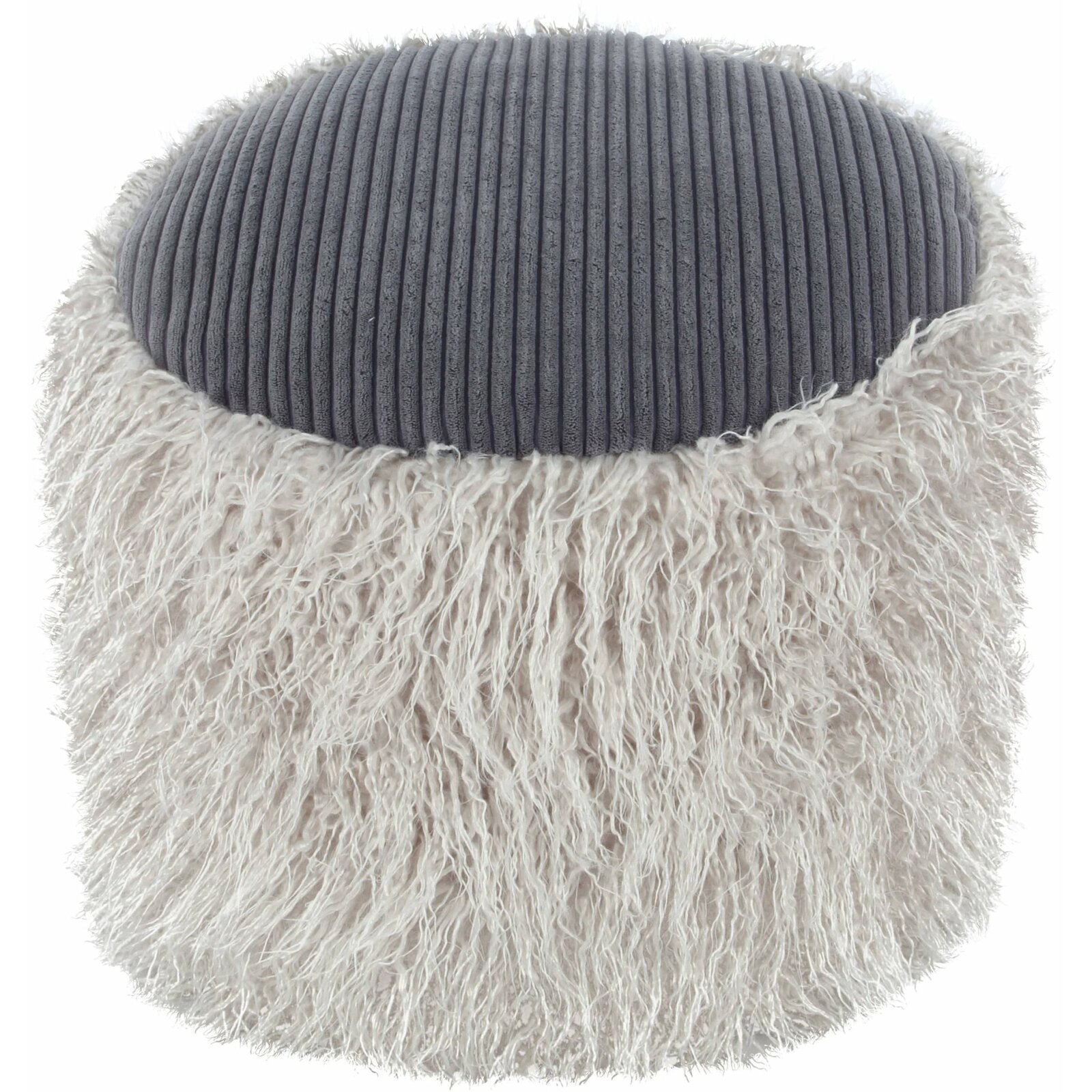 Pouf fourrure gris clair et gris foncé h38cm Pouf fourrure gris clair et gris foncé h38cm