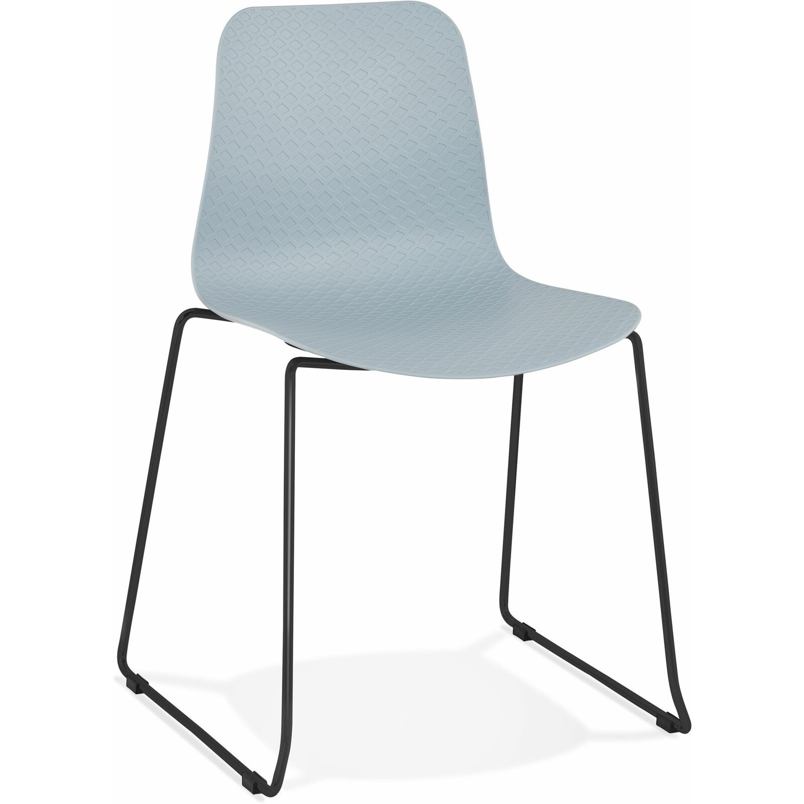 Chaise de table design assise couleur bleu pietement noir (photo) Chaise de table design assise couleur bleu pietement noir