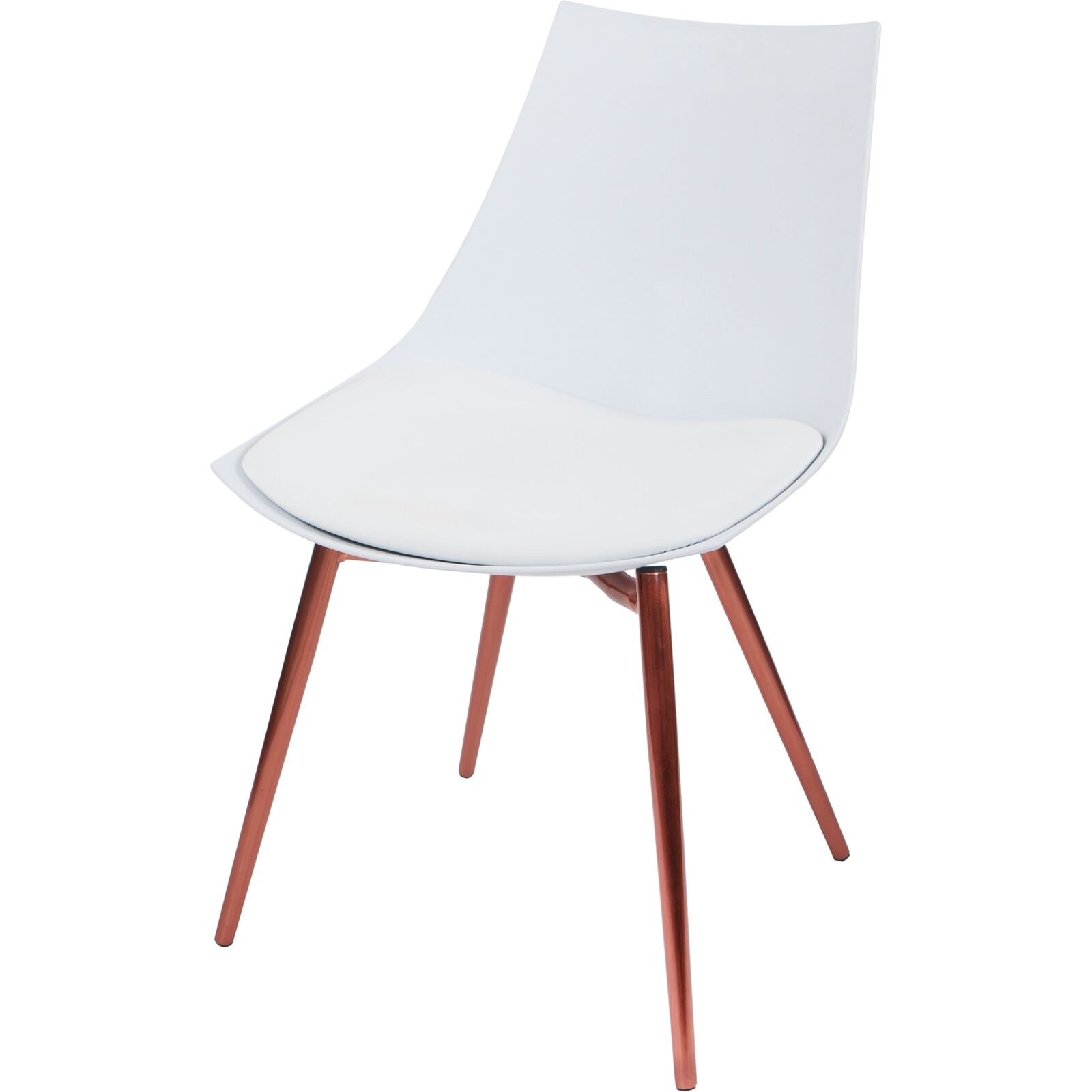 Chaise design imitation cuir blanc pieds cuivré (lot de 4)