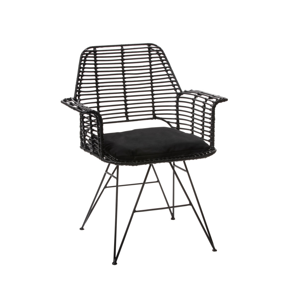 Fauteuil de table design en rotin noir Fauteuil de table design en rotin noir