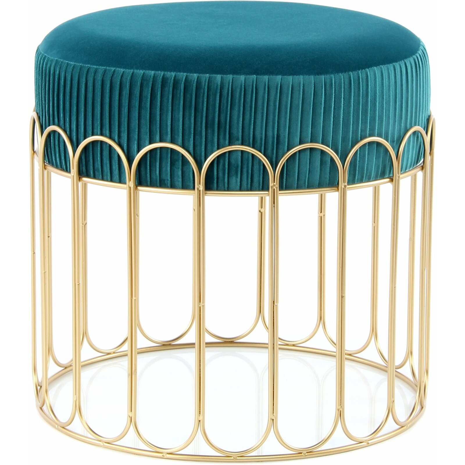 Tabouret assise rembourrée couleur bleu et doré h40cm Tabouret assise rembourrée couleur bleu et doré h40cm