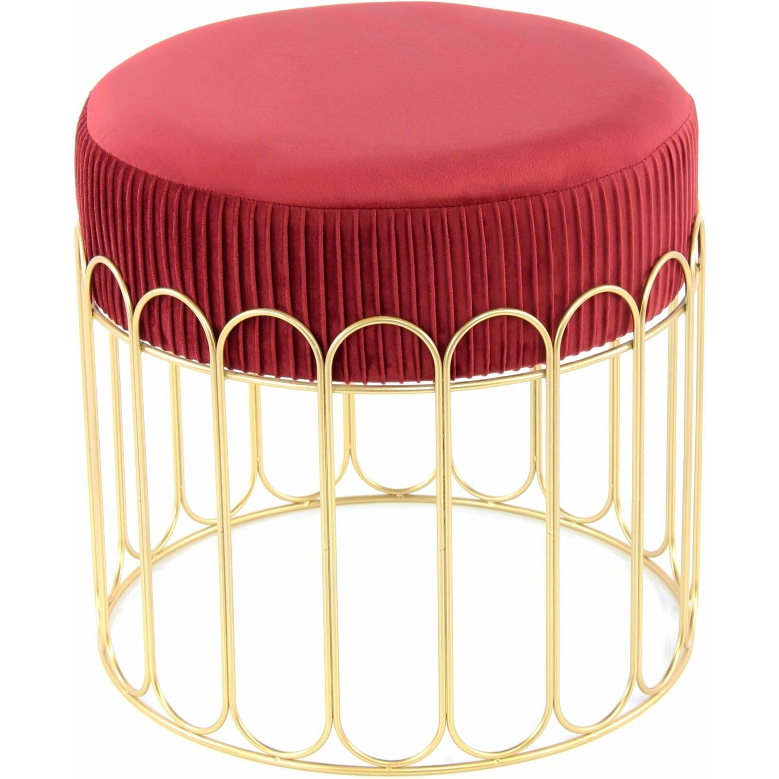 Tabouret assise rembourrée couleur rouge et doré h40cm (photo) Tabouret assise rembourrée couleur rouge et doré h40cm