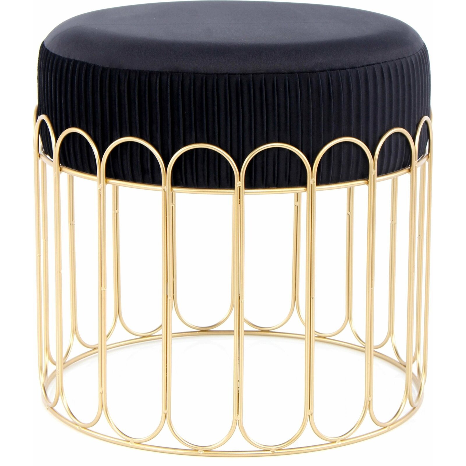 Tabouret assise rembourrée couleur noir et doré h40cm Tabouret assise rembourrée couleur noir et doré h40cm