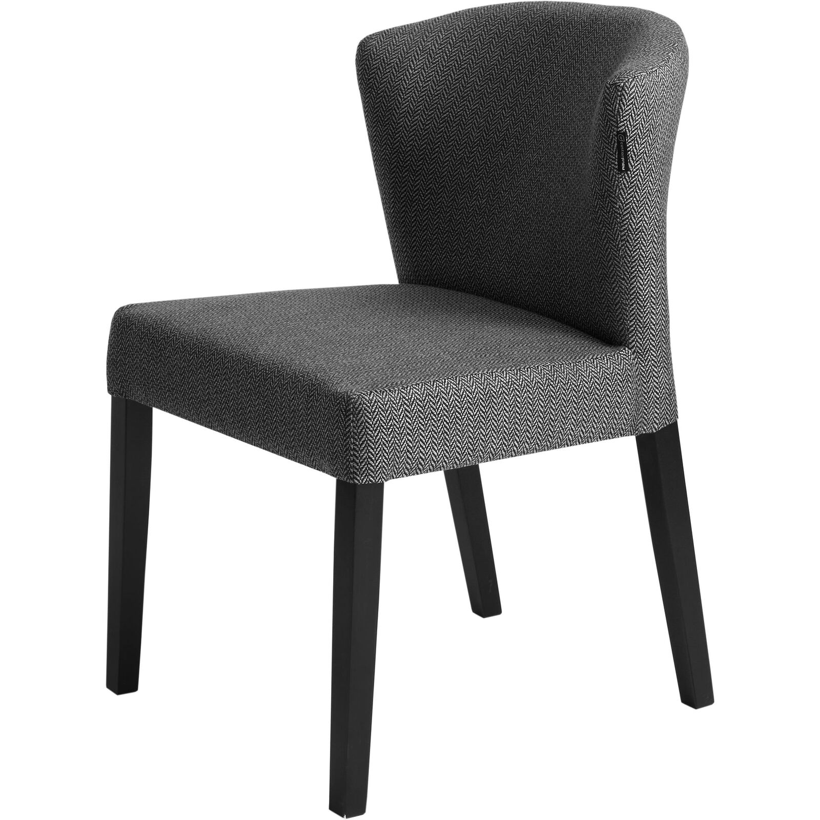 Chaise cosy rembourrée couleur gris pieds bois noir Chaise cosy rembourrée couleur gris pieds bois noir