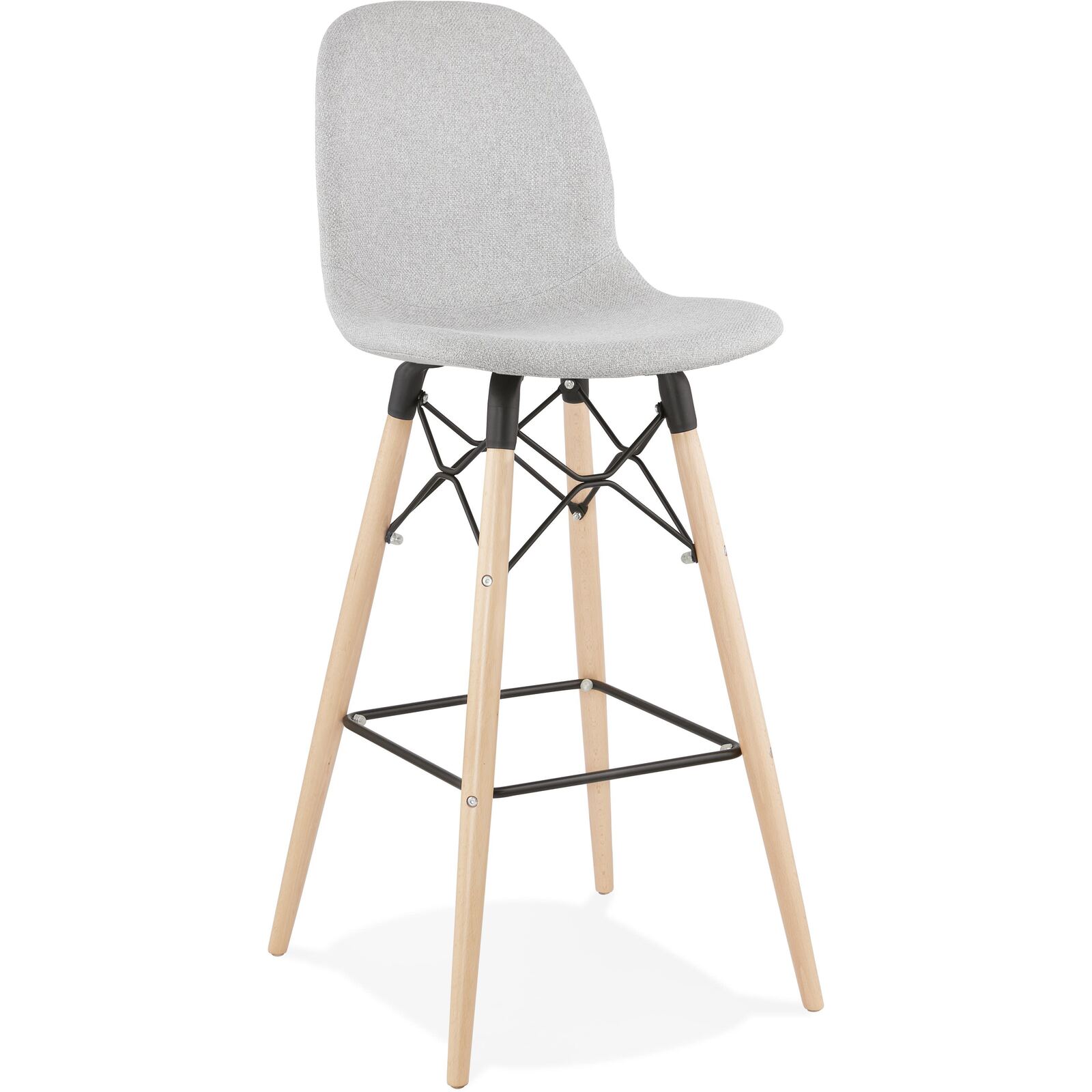 Tabouret de bar tissu gris clair et bois h111cm