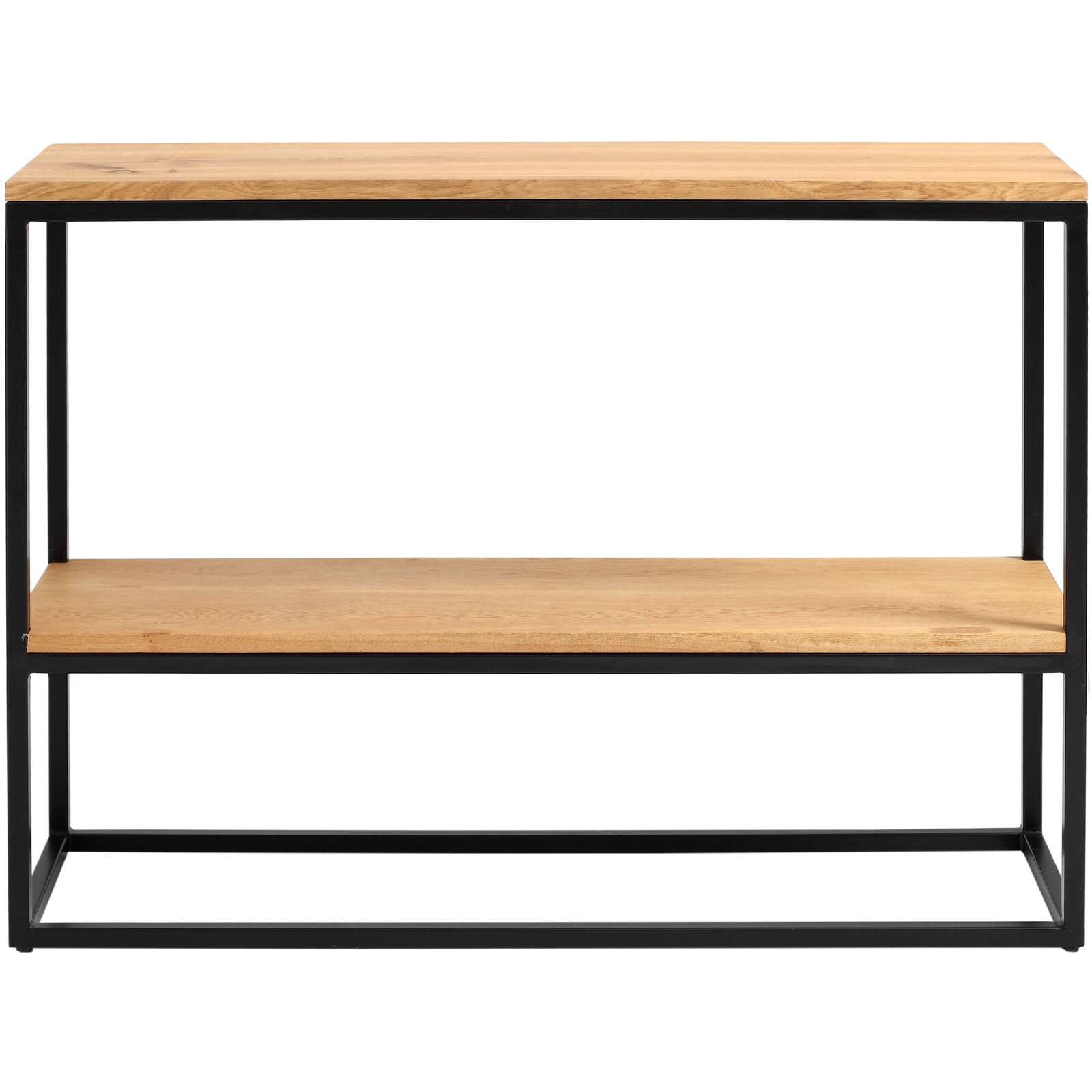 Console 2 plateaux chêne pied métal noir l100cm Console 2 plateaux chêne pied métal noir l100cm