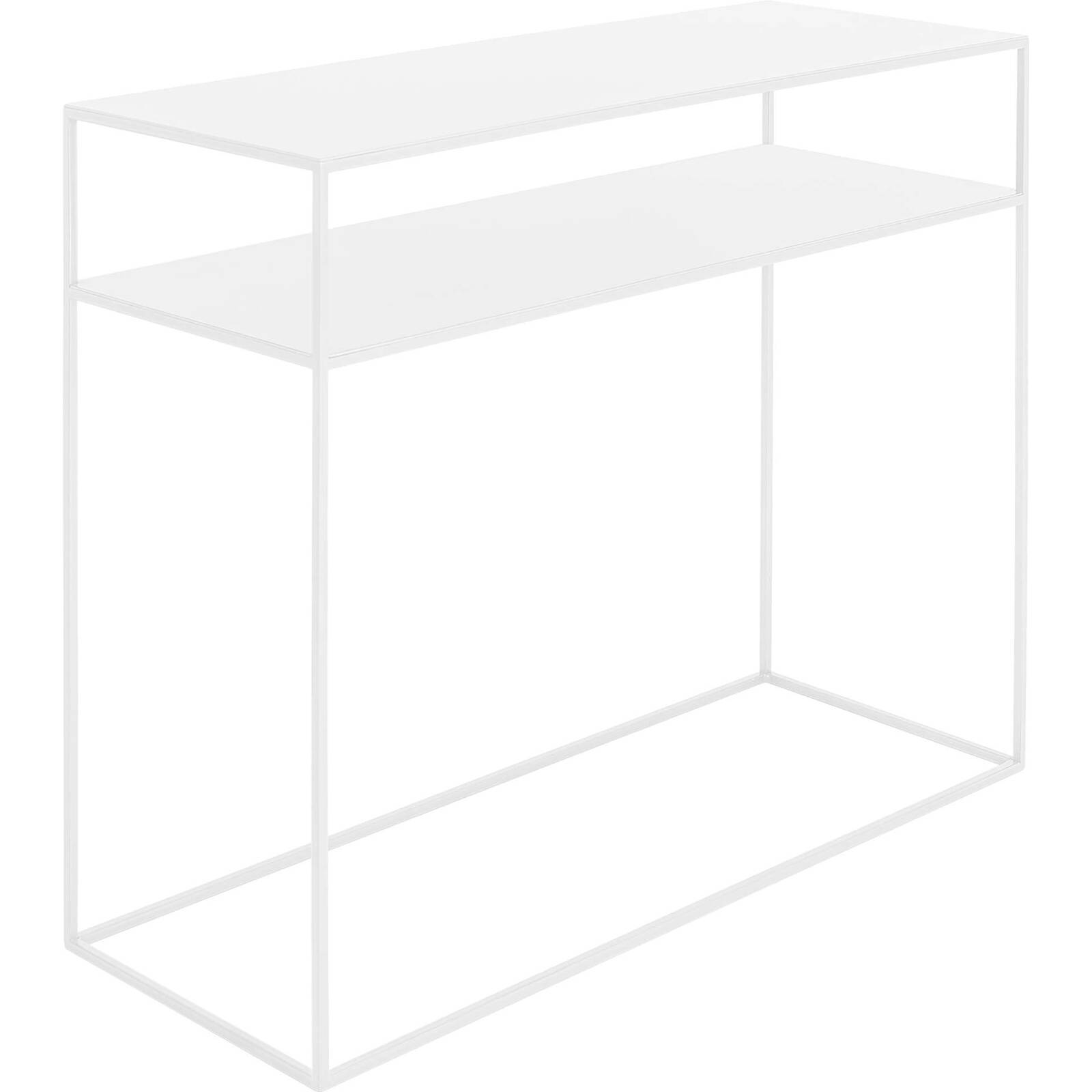 Console 2 plateaux en métal thermolaquél blanc l100cm Console 2 plateaux en métal thermolaquél blanc l100cm