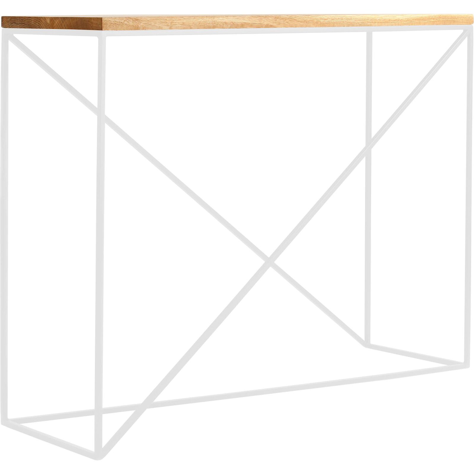 Console en bois massif clair et métal blanc l100cm Console en bois massif clair et métal blanc l100cm
