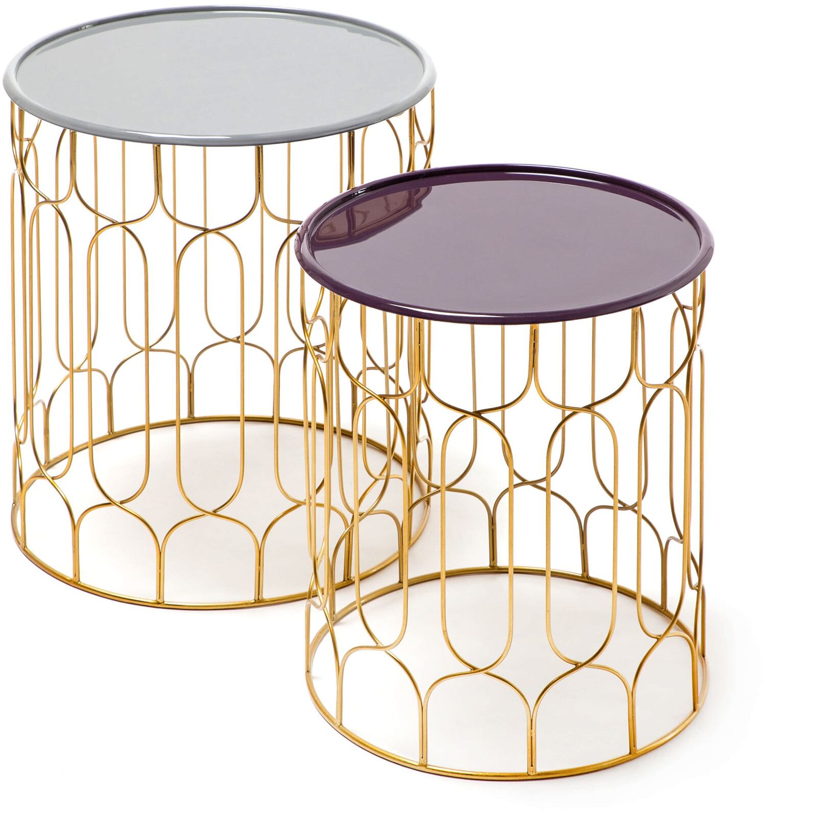 Table d’appoint gigogne ronde couleur violet d43cm Table d’appoint gigogne ronde couleur violet d43cm