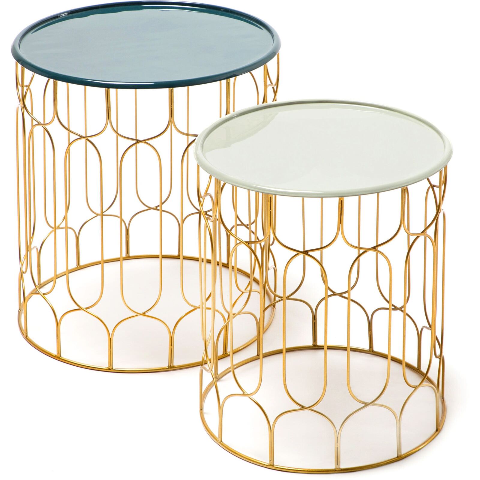 Table d’appoint gigogne ronde couleur bleu d43cm Table d’appoint gigogne ronde couleur bleu d43cm
