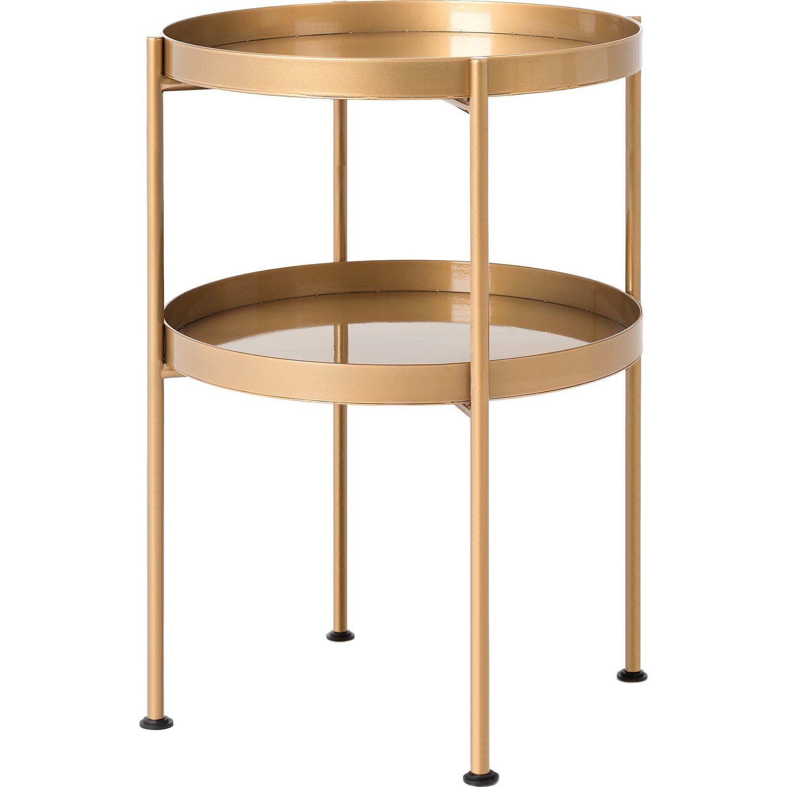 Table d’appoint ronde 2 plateaux doré d40cm Table d’appoint ronde 2 plateaux doré d40cm