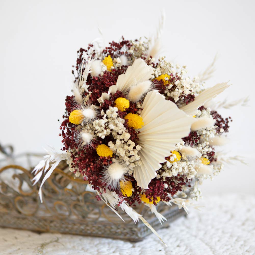 Bouquet de fleurs séchées à base de palme blanche (photo) Bouquet de fleurs séchées à base de palme blanche