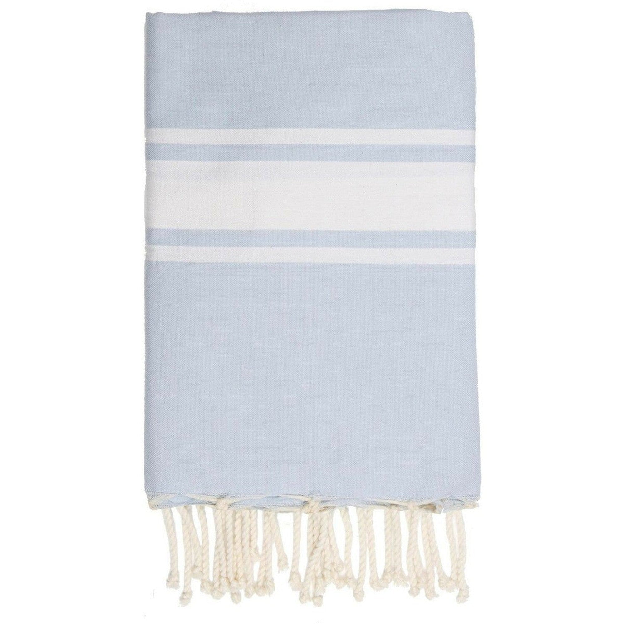 Fouta en coton bande blanche 100x200 Bleu pâle Fouta en coton bande blanche 100x200 Bleu pâle