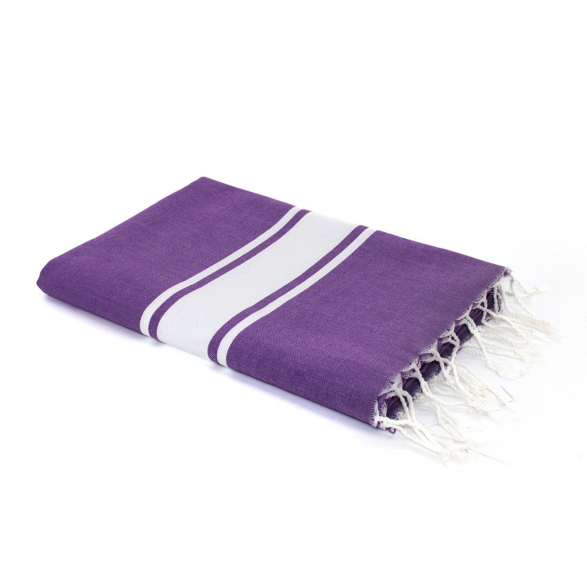 Fouta bande blanche 100x200 violet améthyste Fouta bande blanche 100x200 violet améthyste