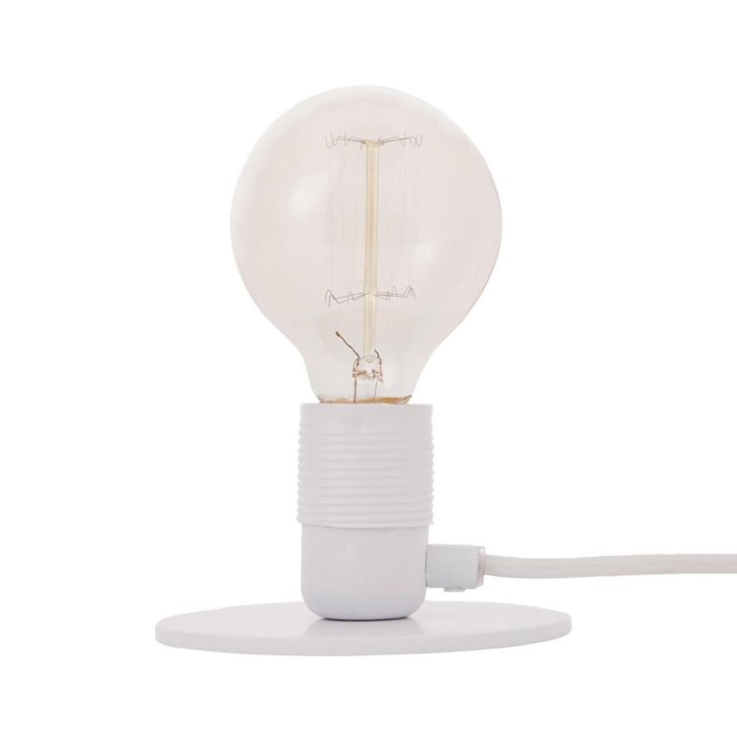 Lampe de table blanc mat avec câble textile