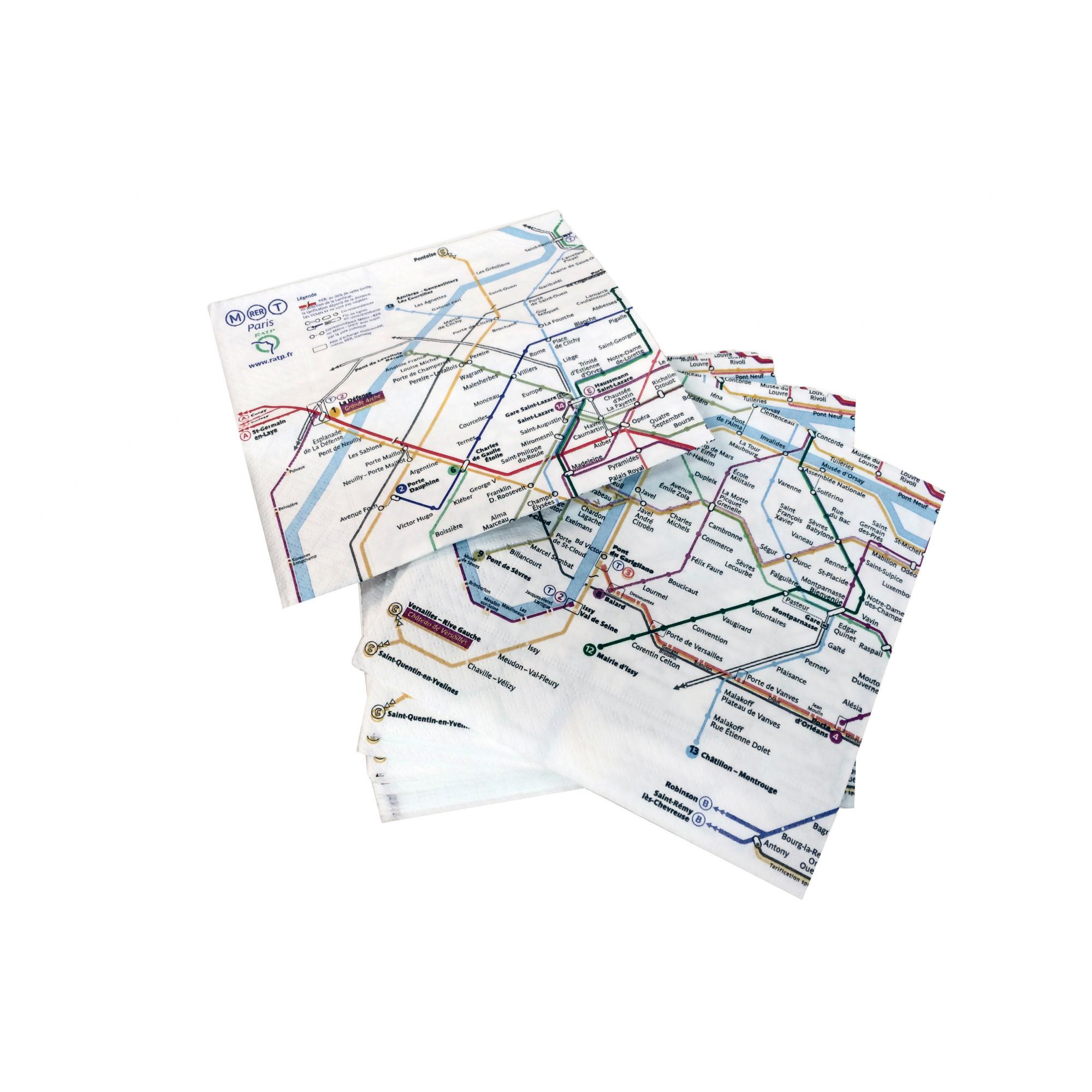 20 Serviettes Ratp en papier assortis 33 x 33 20 Serviettes Ratp en papier assortis 33 x 33