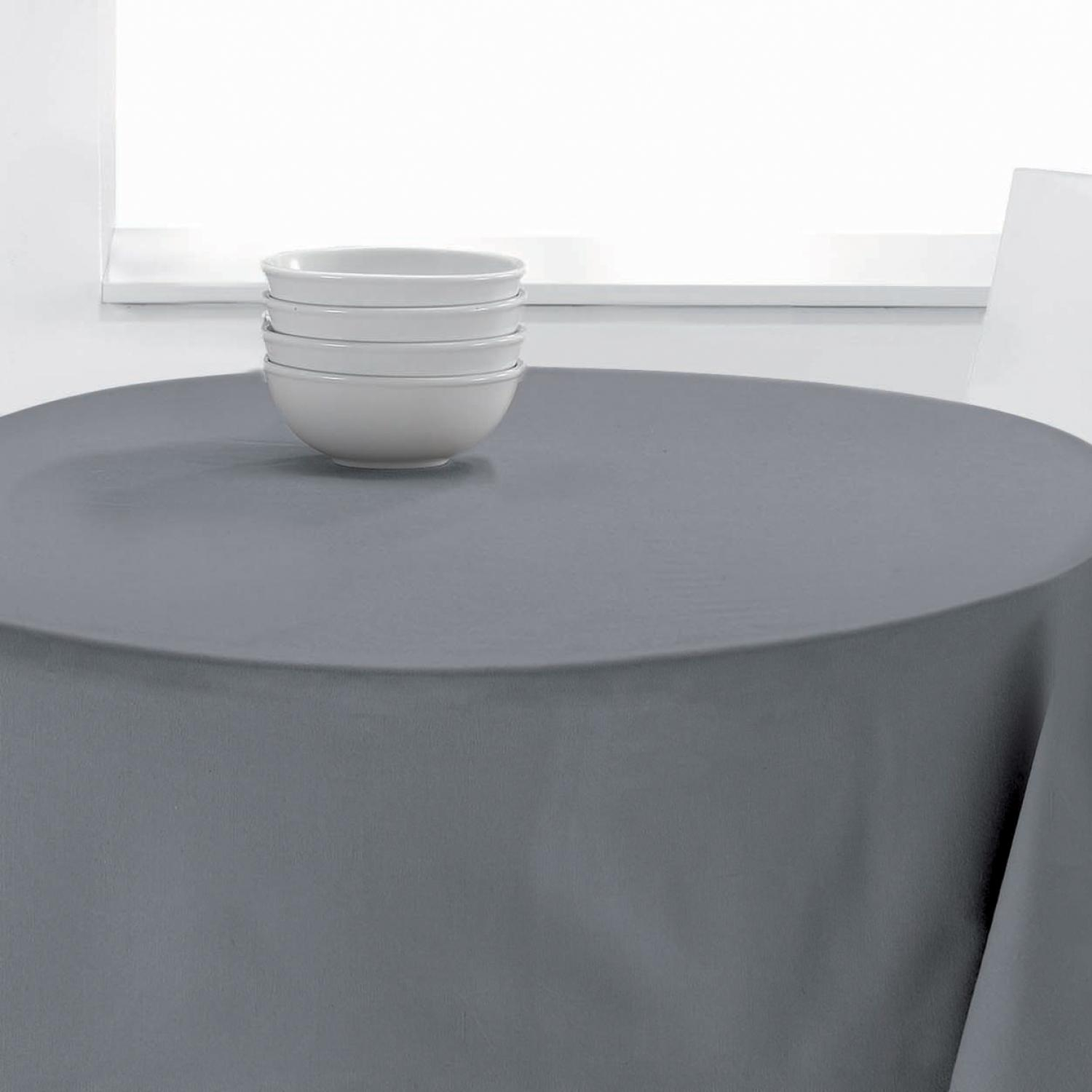 Nappe Ronde Uni en polyester gris diamètre 140 Nappe Ronde Uni en polyester gris diamètre 140