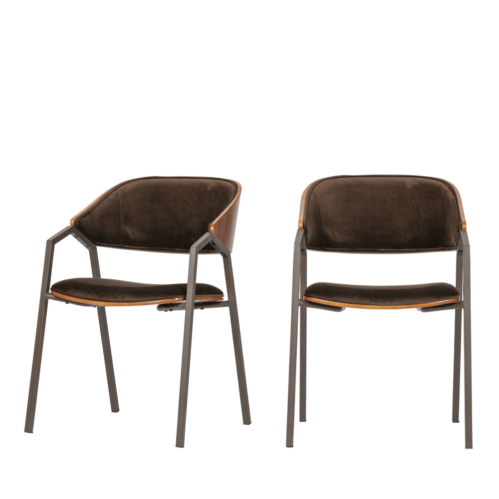 2 Chaises vintage en velours marron 2 Chaises vintage en velours marron