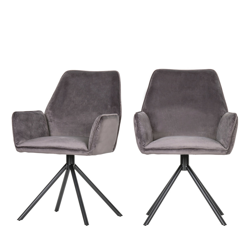 2 chaises en velours gris