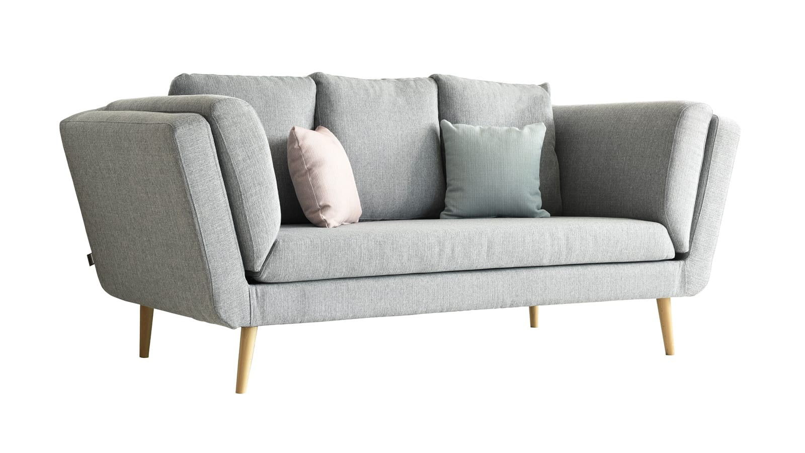 Canapé 3 places style scandinave en tissu maille gris (photo) Canapé 3 places style scandinave en tissu maille gris